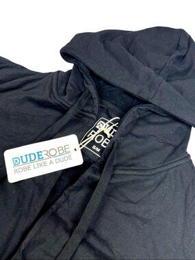 NEW Dude Robe Men's Cotton Terry Lined Hooded Belted Robe Black • S/M